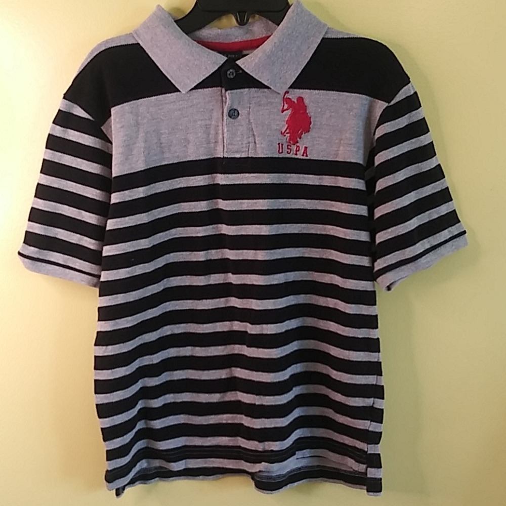 U.S. POLO ASSN Boys Black/Gray Shirt Size 10/12